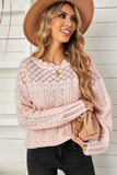 Pink Solid Casual Drop Shoulder Knit Sweater
