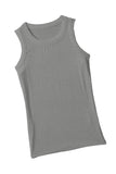Gray Plain Solid Color Basic Ribbed Knit Slim Fit Tank Top