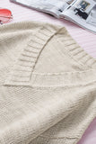 White V Neck Drop Shoulder Knitted Sweater