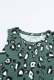 Green Cheetah Print Sleeveless Crew Neck Tank Top