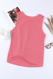 Red Twist Knot Casual Waffle Knit Tank Top
