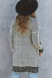 Apricot Plaid Casual Open Front Long Knit Cardigan