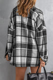 Red and Grey Button Up Flannel Plaid Jacket for Women