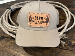 Tan Feed and Seed Leather Patch Hat