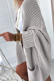 Pink Batwing Sleeve Pocket Oversized Cable Knit Cardigan