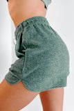 Green Fleece Cropped Pullover & Shorts Two Piece Shorts Set