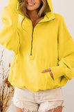 Solid Color Half Zip Pullover Hoodie with Kangaroo Pocket