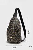 Leopard Printed PU Leather Zippered Fanny Pack Sling Bag