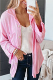 Pink Solid Color Textured Roll Tab Sleeve Shirt Jacket