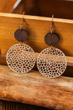 Rose Hollow Out Wooden Round Drop Earrings