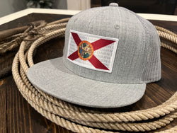 Gray Flat Bill Florida Flag Trucker Hat