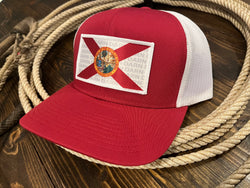 Red Florida Patch Trucker Hat