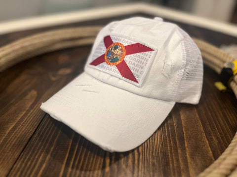 Florida Flag Distressed Ponytail Hat